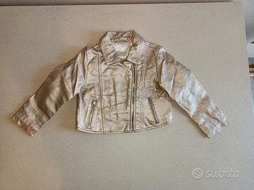 giacca chiodo nuova in ecopelle dorata per bambina