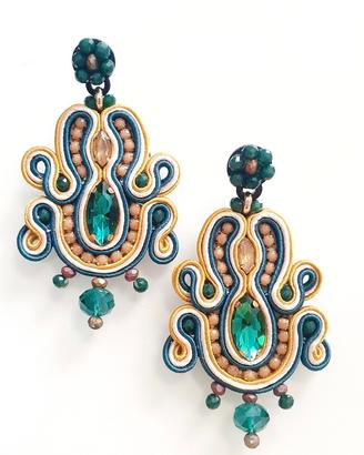 orecchini pendenti soutache verdi e senape