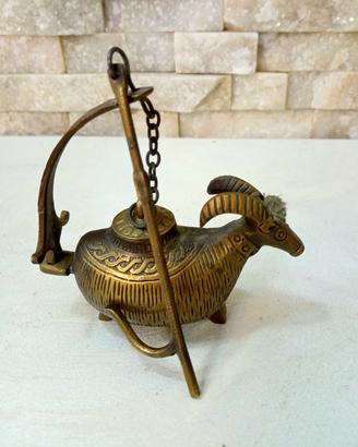 Antica lampada caprone bronzo collezione 