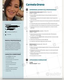 Cameriera/aiutocuoco/barista/banconista