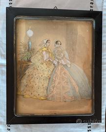 Antica stampa di Moda con cornice - Fine '800 