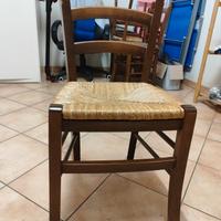 4 sedie in legno e paglia 