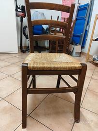 4 sedie in legno e paglia 