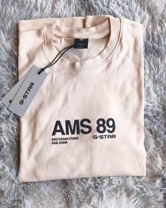 Felpa G-Star Raw Beige Uomo S Nuova con Cartellino
