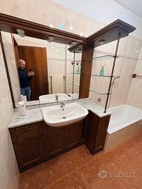 Mobile bagno classico noce - top marmo, lavabo