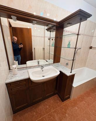Mobile bagno classico noce - top marmo, lavabo