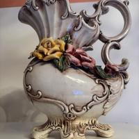 Brocca in ceramica decorata stile Bassano, vintage