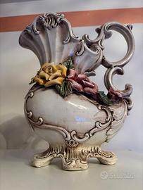 Brocca in ceramica decorata stile Bassano, vintage