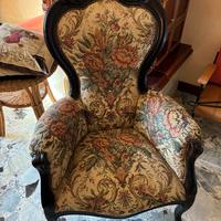 Poltrona bergère vintage stile Luigi XV tessuto