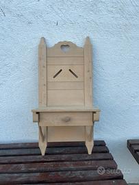Mensola- svuota tasche in legno stile rustico
