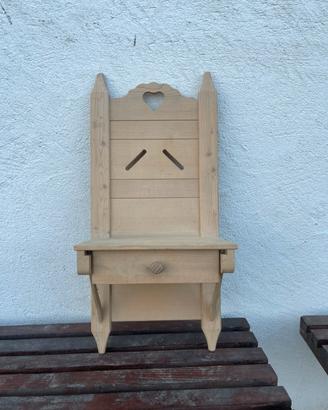 Mensola- svuota tasche in legno stile rustico