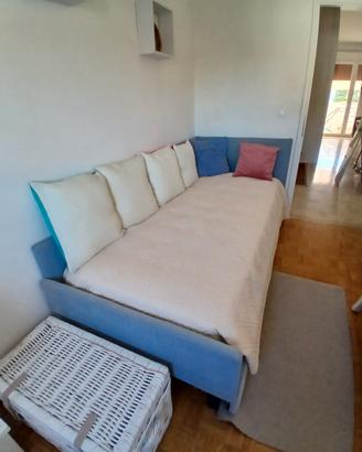 letto singolo contenitore con doghe e materasso