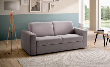 Divano letto 2 posti color tortora con materasso