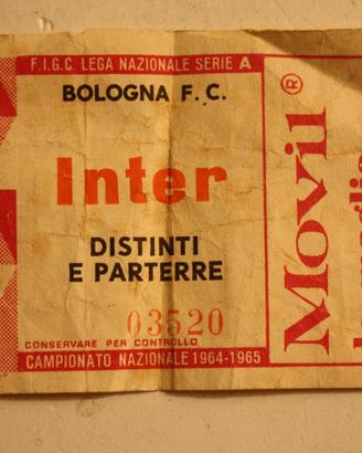 Biglietto partita bologna fc \ inter 1964