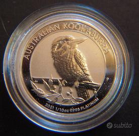 moneta platino 2021 Australia Kookaburra 1:10 oz