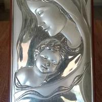 Pannello sacro Madonna con Bambino in argento 