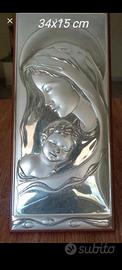 Pannello sacro Madonna con Bambino in argento 