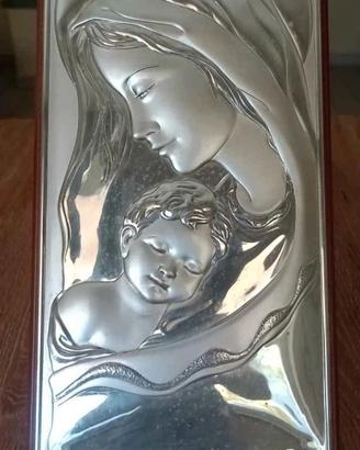 Pannello sacro Madonna con Bambino in argento 