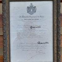 Attestato di onorificenza firma Giolitti antiquato