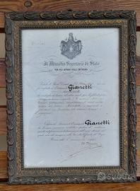 Attestato di onorificenza firma Giolitti antiquato