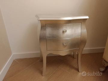 2 COMODINI FOGLIA ARGENTO 