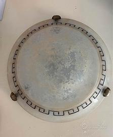 plafoniera vintage in vetro e metallo