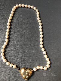 Collana perle con fermaglio oro