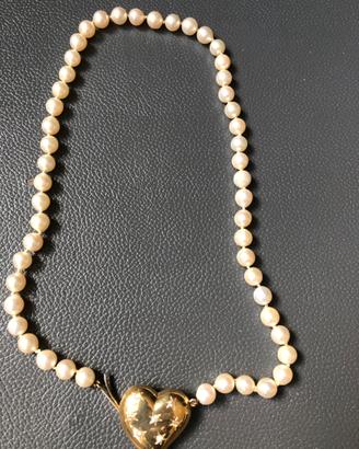 Collana perle con fermaglio oro