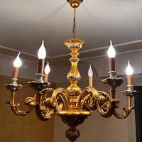 Lampadario legno artistico classico 6 luci