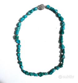 Collana con turchesi naturali e argento 925