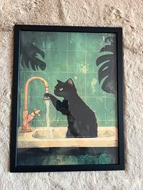 Quadro 30x40 cm gatto per bagno