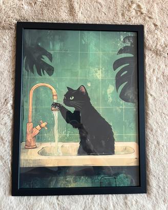 Quadro 30x40 cm gatto per bagno