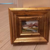 quadro con paesaggio olio su tavola anni 70-80 