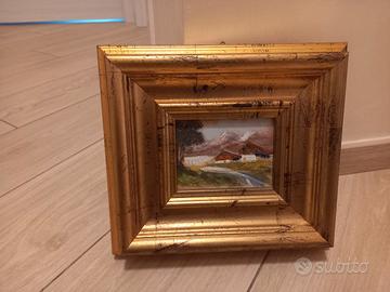 quadro con paesaggio olio su tavola anni 70-80 