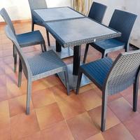 Tavoli grigi per esterno alluminio/PE rattan