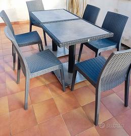 Tavoli grigi per esterno alluminio/PE rattan