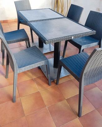 Tavoli grigi per esterno alluminio/PE rattan