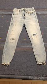 Jeans Zara Uomo Tg. 40 Denim Chiaro Strappati Slim