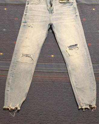 Jeans Zara Uomo Tg. 40 Denim Chiaro Strappati Slim
