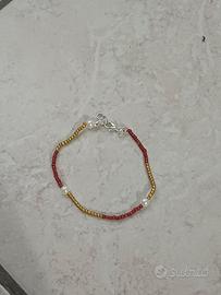 bracciale fatto a mano minimal rosso e oro