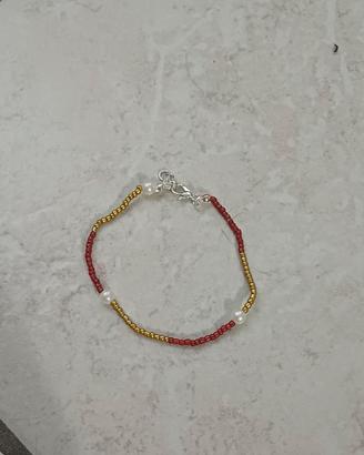 bracciale fatto a mano minimal rosso e oro