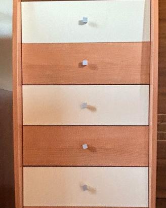 SETTIMANALE 7 cassetti bicolore (Legno / Panna) -