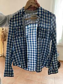 Camicia azzurra e bianca taglia L bambina/o