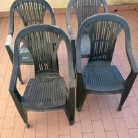 4 sedie di plastica verde scuro per esterno