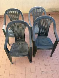 4 sedie di plastica verde scuro per esterno