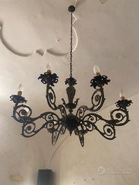 Lampadario vintage anni 50 in ottone