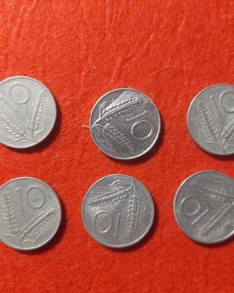 Lotto monete 10 lire olivo spiga anni misti 