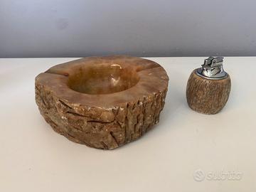 Set posacenere & accendino alabastro vintage