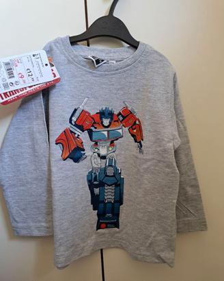 Maglia transformers prenatal nuova 96 cm