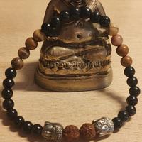 Bracciale uomo Buddha e semi Rudraksha mala.